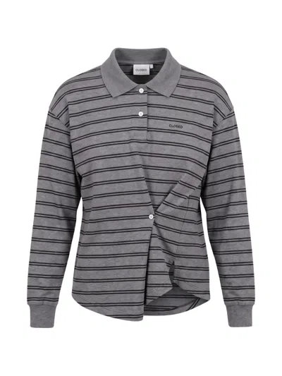 Closed Striped Long-sleeve Polo Shirt In Animal Print
