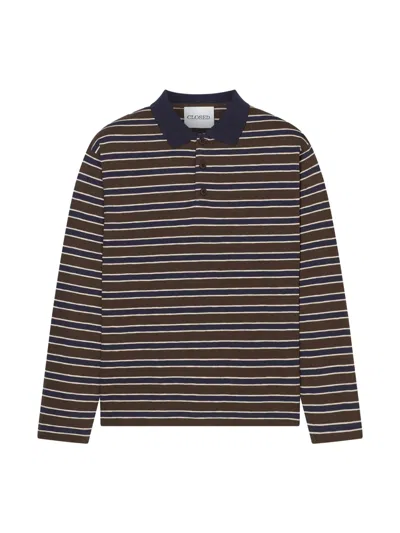 Closed Striped Long-sleeve Polo Shirt In Brown