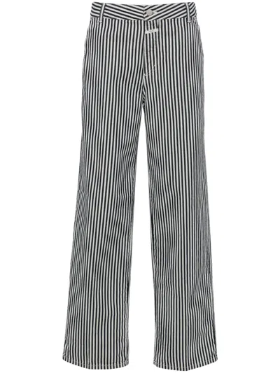 Closed Striped Mid-rise Straight Jeans In White