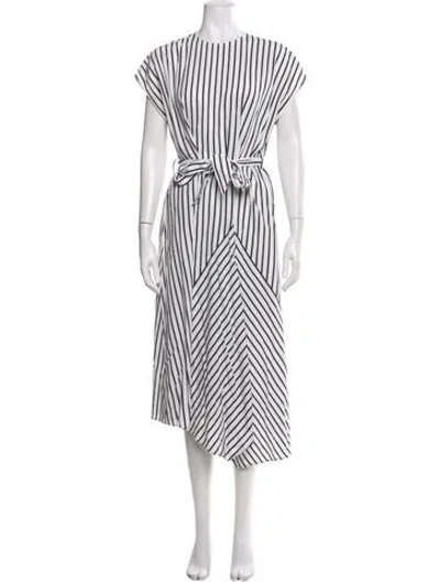 Pre-owned Closed Striped Midi Length Dress In White