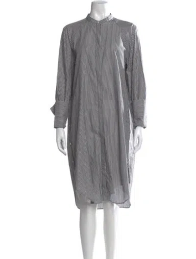 Pre-owned Closed Striped Midi Length Dress In White