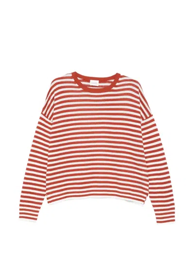 Closed Striped Round-neck Top In Red