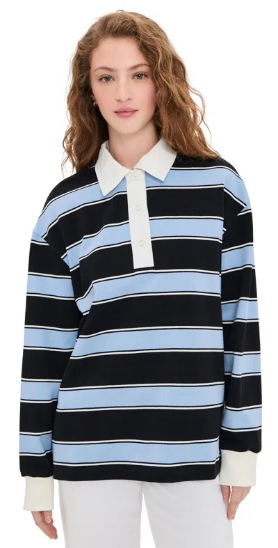 Closed Striped Rugby Shirt Sky Blue
