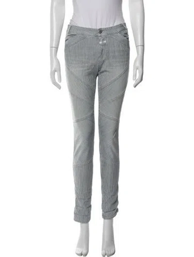 Pre-owned Closed Striped Skinny Leg Pants In Blue