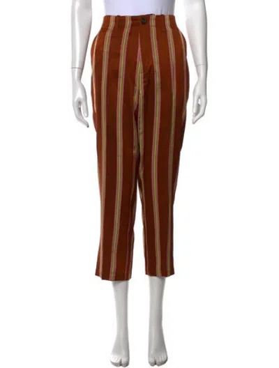 Pre-owned Closed Striped Straight Leg Pants In Brown