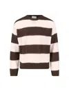 Closed Striped Crew-neck Sweater In Brown