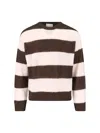 Closed Striped Crew-neck Sweater In Brown