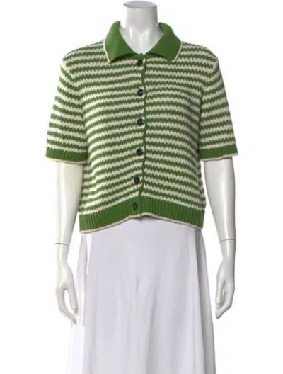Pre-owned Closed Striped Sweater In Green