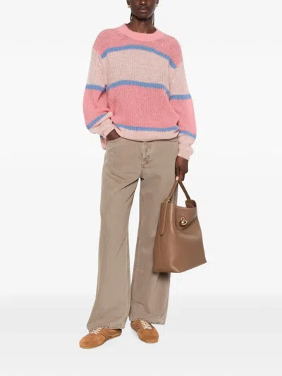 Closed Crew Neck Sweater Made Of Alpaca And Wool In Pink