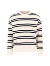 Closed Contrasting Stripe Knit Sweater With Relaxed Fit In White