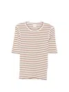 Closed Cotton Blend Striped T-shirt In Brown