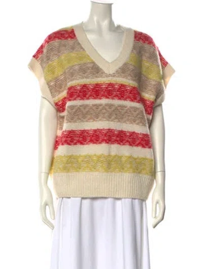Pre-owned Closed Striped V-neck Sweater In Multi