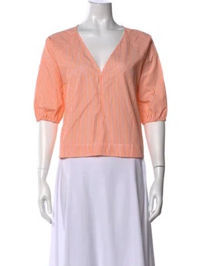 Pre-owned Closed Striped V-neck Top W/ Tags In Pink
