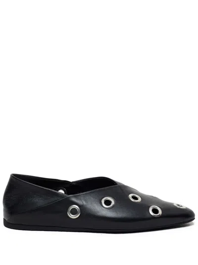 Closed Stud-detailed Ballet Flats In Black