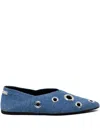 Closed Studded Ballerina Shoes In Blue