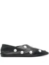 Closed Stud-embellished Leather Ballerinas In Black
