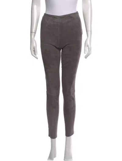 Pre-owned Closed Suede Skinny Leg Pants In Gray