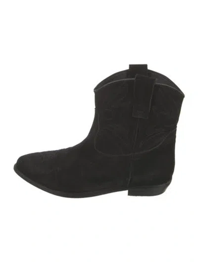 Pre-owned Closed Suede Western Boots In Black
