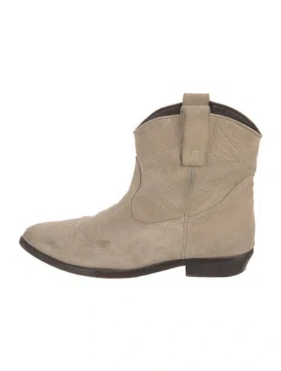Pre-owned Closed Suede Western Boots In Neutral