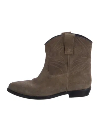Pre-owned Closed Suede Western Boots In Neutral