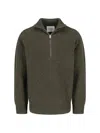 Closed High Collar Long Sleeve Knit Sweater In Green