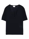 Closed Cotton And Linen V-necked T-shirt In Blue