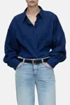 Closed Tailored Cotton Blouse In Dark Blue In Blue