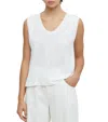 CLOSED TENCEL AND LINEN TANK TOP IN WHITE