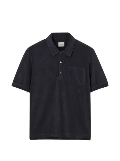 Closed Terry-cloth Chest-pocket T-shirt In Black