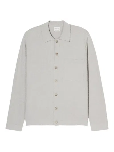 Closed Textured Button-front Cardigan In Gray