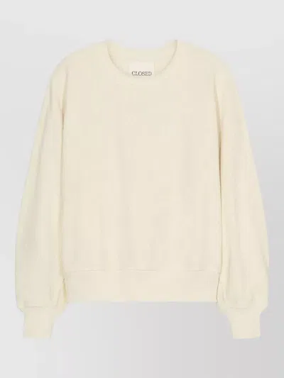 Closed Textured Cotton Crew Neck Relaxed Sweatshirt In Neutral