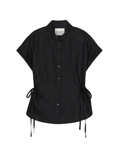 Closed Tie Waist Shirt In Black