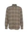 Closed Timeless Checkered Shirt With Classic Kent Collar In Brown