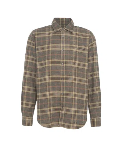 Closed Timeless Checkered Shirt With Classic Kent Collar In Brown