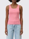 Closed Pink Solid Scoop Neck Tank Top In Pink