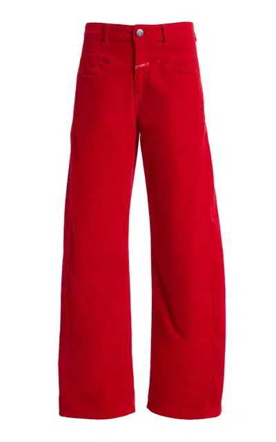 Closed Tori-x Stretch-corduroy Mid-rise Barrel-leg Jeans In Red