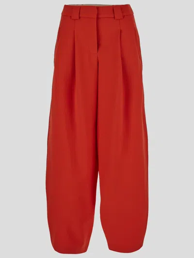Closed Wide Leg Trousers In Red