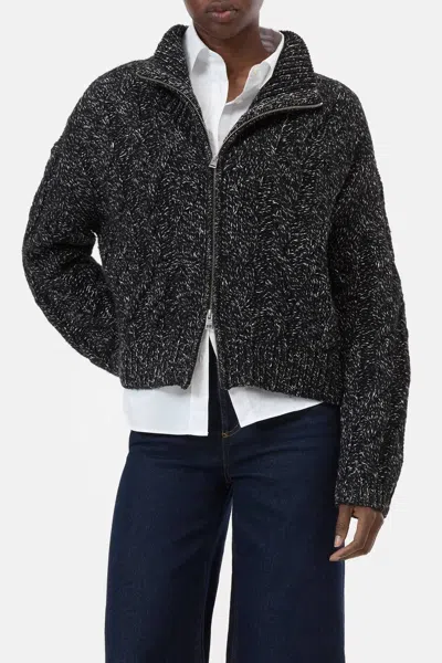 Closed Troyer Zip Cardigan In Dark Grey Melange In Gray