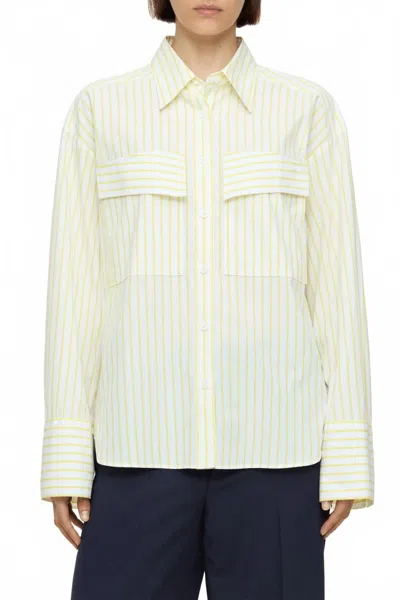 CLOSED UTILITY BUTTON DOWN SHIRT IN LEMON YELLOW