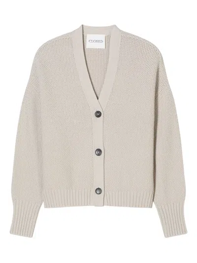Closed V-neck Cardigan In Neutrals