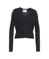 Closed V-neck Knit Wool Cardigan With Button Closure In Black