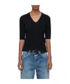 Closed V-neck Knitted Top In Black