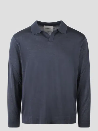 Closed V-neck Polo In Blue