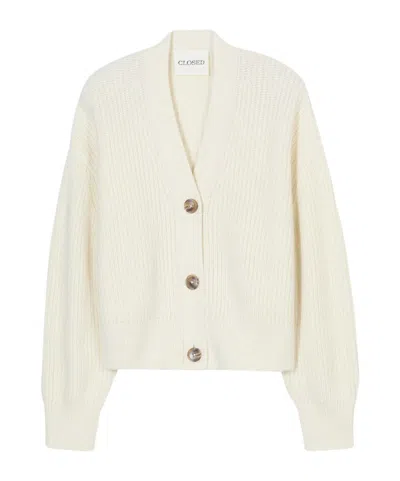 CLOSED V-NECK RIBBED CARDIGAN