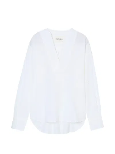 Closed V-neck Shirt In White