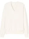 Closed V-neck Sweater In 白色
