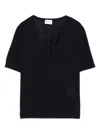 Closed Cotton And Linen V-necked T-shirt In Blue