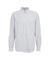 Closed Vertical Stripe Long-sleeve Shirt With Button-down Collar In White