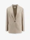 Closed Single-breasted Peak-lapel Blazer In Neutral