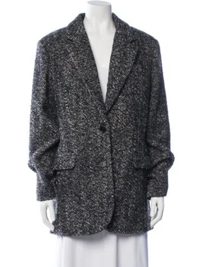Pre-owned Closed Virgin Wool Tweed Pattern Coat In Grey